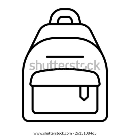 Backpack for traveling thin line icon, tour bag concept. Vector graphics. Bag with pocket sign on white background, linear style mobile or design