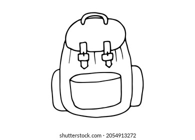 A backpack for trekking and hiking editable doodle hand drawn icon. Backpack for camping, hiking, local tourism