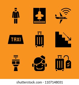 backpack, up, passenger and graphic icon set. Vector illustration for web and design.