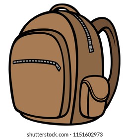 Backpack - A vector cartoon illustration of a Hiking Backpack.
