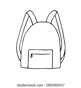 Ilustración del doodle vectorial de la mochila, boceto dibujado a mano