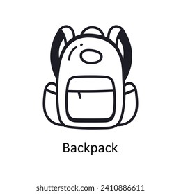 Backpack vector filled outline doodle Design illustration. Symbol on White background EPS 10 File