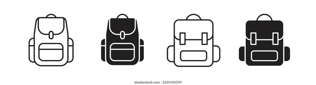 Coleção de ícones de estrutura de tópicos e preenchidos com vetor de mochila