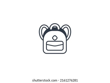 Backpack vector flat emoticon. Isolated School Bag illustration. Backpack icon