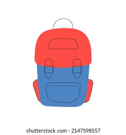 Backpack vector flat Illustration. Camping equipment.