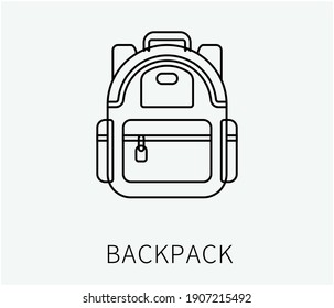 Backpack vector icon. Editable stroke. Symbol in Line Art Style for Design, Presentation, Website or Apps Elements, Logo. Pixel vector graphics - Vector