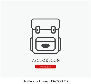 Backpack vector icon.  Editable stroke. Symbol in Line Art Style for Design, Presentation, Website or Apps Elements. Pixel vector graphics - Vector