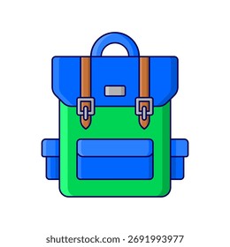 Backpack Vector Icon Illustration On Isolated Background.	