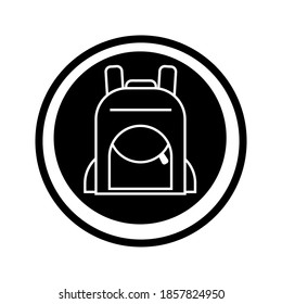 backpack vector icon isolated in black color