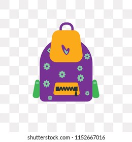 Backpack vector icon isolated on transparent background, Backpack logo concept