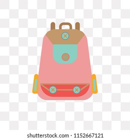 Backpack vector icon isolated on transparent background, Backpack logo concept