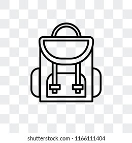 Backpack vector icon isolated on transparent background, Backpack logo concept