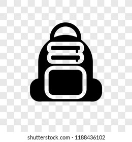 Backpack vector icon isolated on transparent background, Backpack transparency logo concept