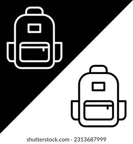 Backpack Vector icon, Outline style, isolated on white Background.