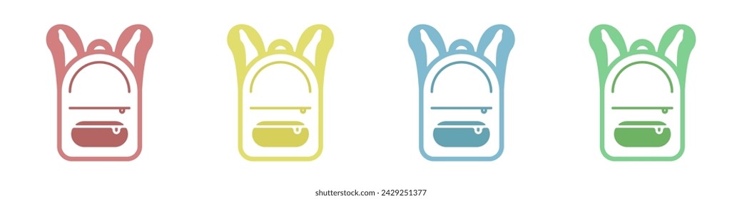 Backpack vector icon set. Linear icons of portfolios in simple style. Flat style logo education vector. Backpack in trendy vector style.