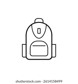 Backpack vector icon. travel bag pack outline style.  representing spring break activities and themes, featuring beach, travel, and leisure symbol