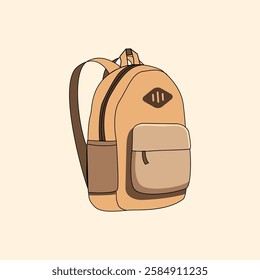 Backpack Vector Illustration with Brown Color