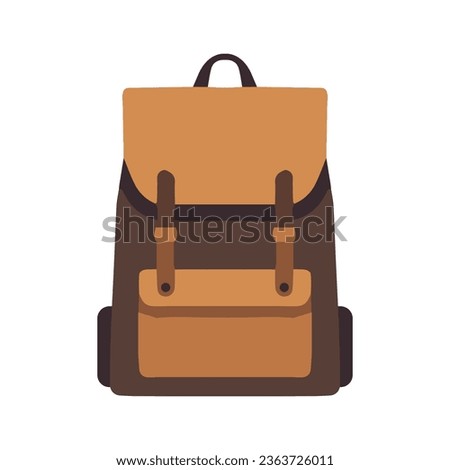 Backpack vector illustration, flat brown and cream backpack vector art isolated on a white background