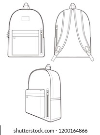 Backpack vector illustration flat sketches