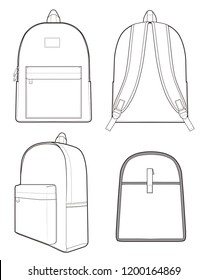 Backpack vector illustration flat sketches