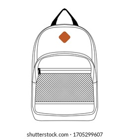 Backpack vector illustration flat sketches template outline
