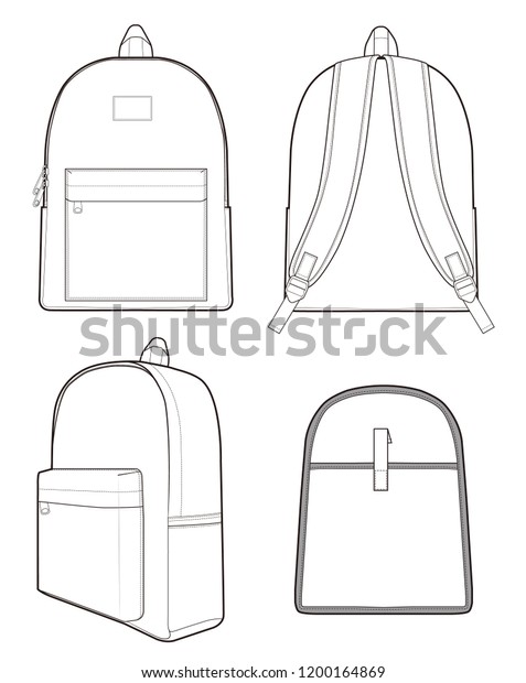 Backpack Vector Illustration Flat Sketches Stock Vector (Royalty Free ...