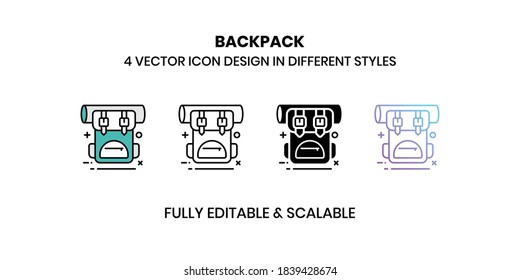BackPack Vector illustration icons in different style
