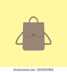 Backpack vector illustration on yellow background. Fashionable bag