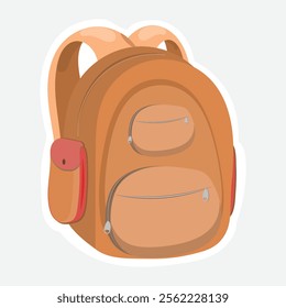 Backpack Vector Illustration Sticker. Vector sticker of a simple backpack. Perfect for school, travel, or outdoor-themed designs