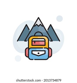 Backpack vector outline filled icon style illustration. EPS 10 file 