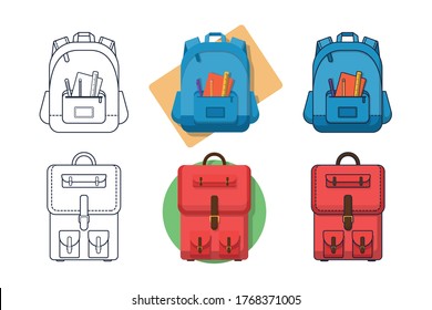 Backpack vector for school children. Illustration on the theme back to school. Day of knowledge