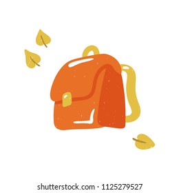 Backpack vector sketch illustration isolated on white background. Casual school bag, hand-drawn education icon. Back to school. Knapsack, satchel, haversack, for travelling, hiking, school.