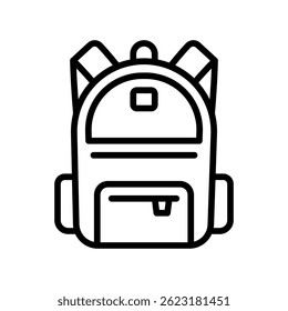 Mochila Vetor para o equipamento do aluno e escola essenciais. Ilustração de saco escolar para transportar livros, artigos de papelaria e itens pessoais. Ícone de Linha