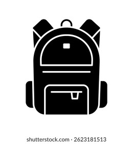 Backpack Vector for Student Gear and School Essentials. Schoolbag illustration for carrying books, stationery, and personal items. Glyph Icon