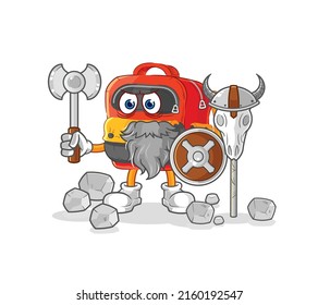 the backpack viking with an ax illustration. character vector