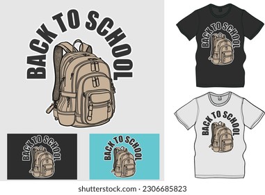 Backpack vintage collection vector art, Go back to school, vintage backpack, 