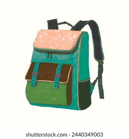 Backpack, watercolor vector illustration. travel concept.