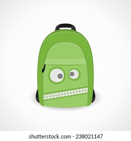 backpack with a wicked muzzle for boys, green, vector format.