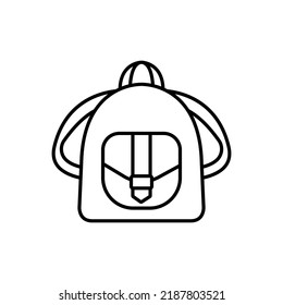 Backpack Womens Vector Icon Outline Black. EPS 10. Female City Bag Illustration.. Flat Outline Sign. Shop Online Concept. Ladies Casual Accessory..... Apparel Store Symbol. Isolated On White