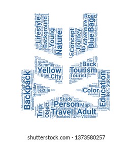 backpack word cloud. tag cloud about backpack