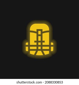 Backpack yellow glowing neon icon