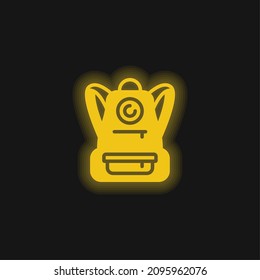 Backpack yellow glowing neon icon