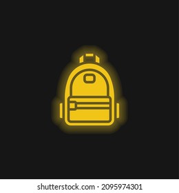 Backpack yellow glowing neon icon