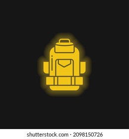 Backpack yellow glowing neon icon