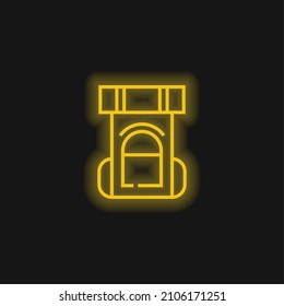 Icono de neón amarillo brillante de la mochila