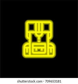 Backpack yellow glowing neon ui ux icon. Glowing sign logo vector