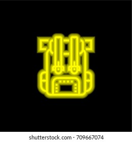 Backpack yellow glowing neon ui ux icon. Glowing sign logo vector
