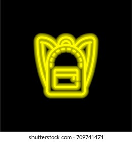 Backpack yellow glowing neon ui ux icon. Glowing sign logo vector