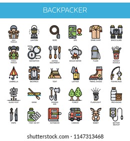 Backpacker Elements , Thin Line and Pixel Perfect Icons