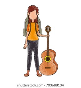 Backpacker faceless cartoon